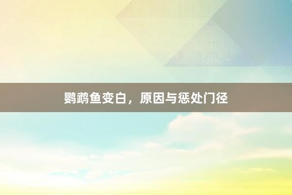 鹦鹉鱼变白，原因与惩处门径